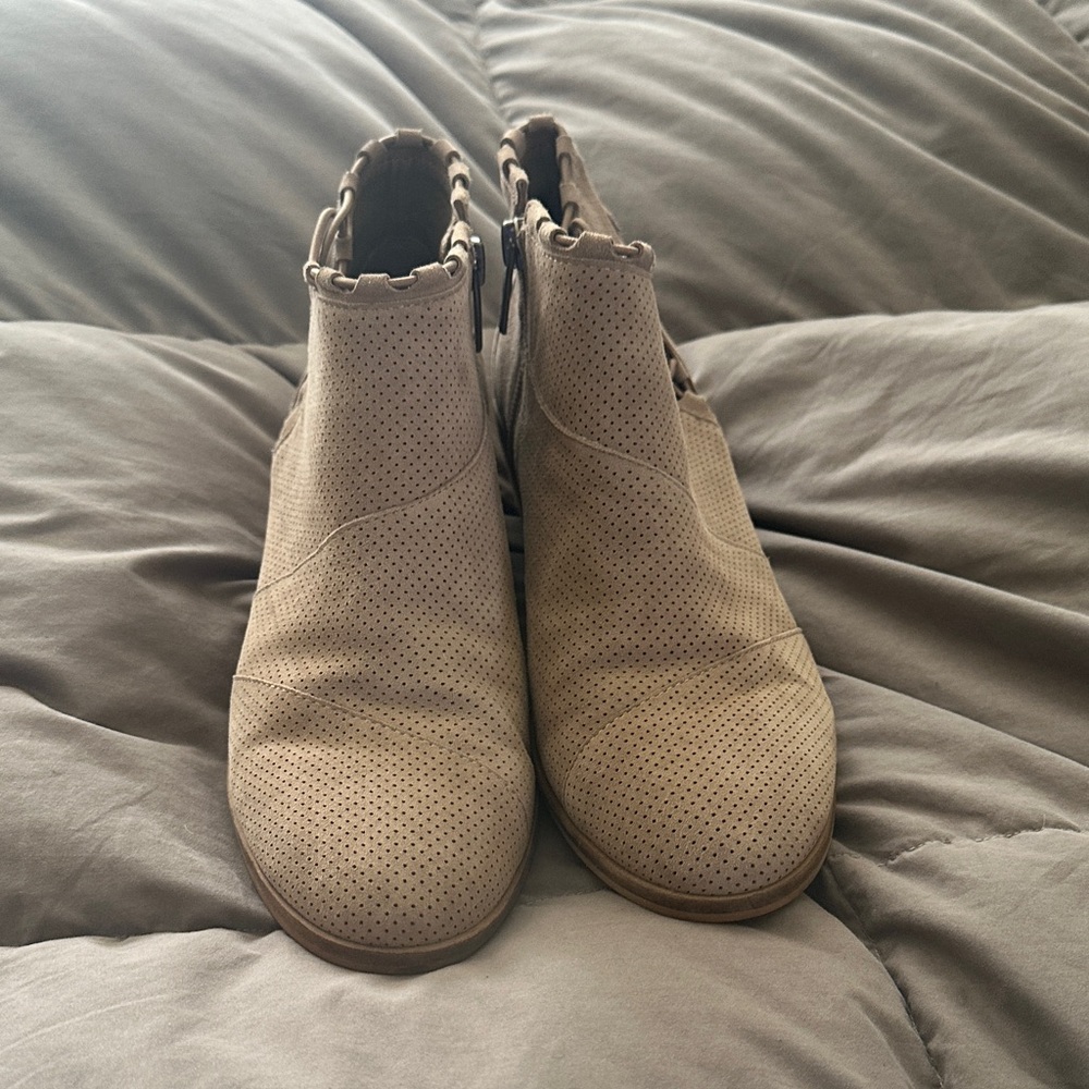 Vince Camuto Perforated Tan Ankle Booties